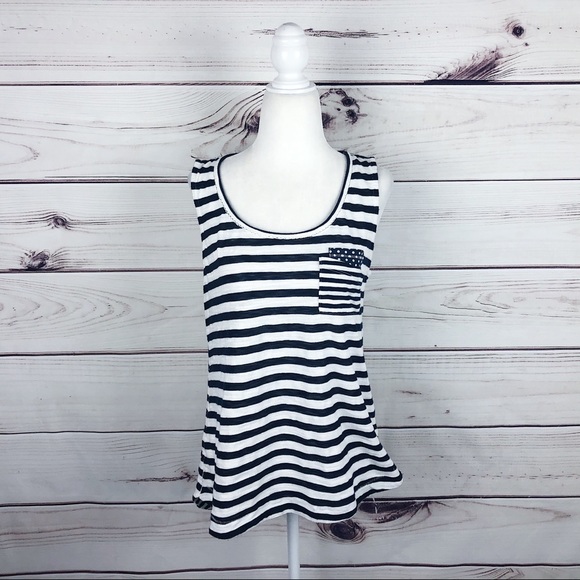 Anthropologie Stripe Polka Dot Pocket Tank Top M - Picture 2 of 7